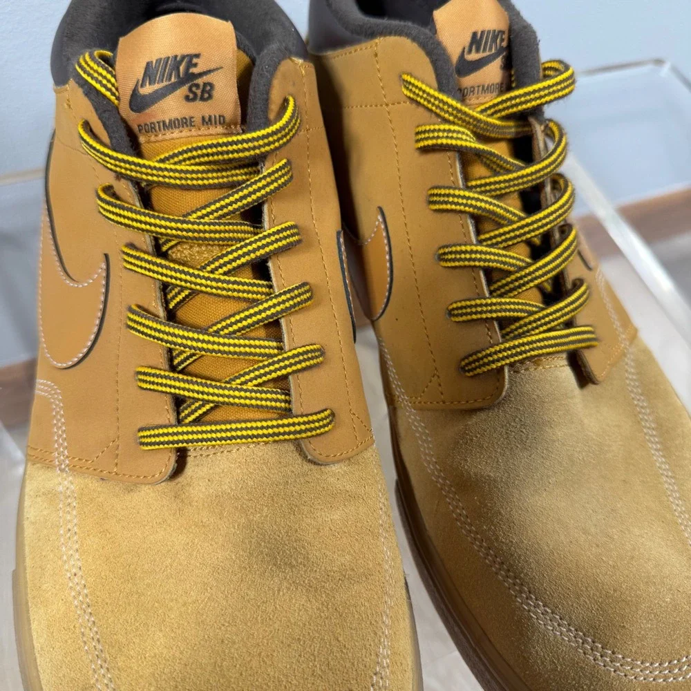 Rare Nike SB Portmore Mid Wheat Brown Sneakers Size 12